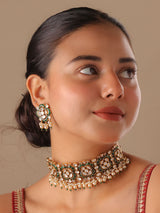 Ruby Emerald Kundan Pearl Choker Set