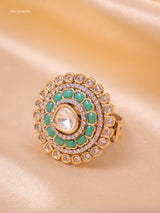 Rajwada Polki Ring (Adjustable)