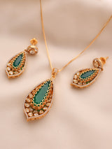 Nooré Teardrop Polki Pendant Set (Ruby/Emerald)