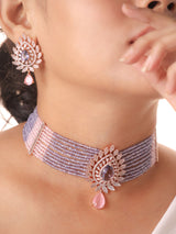 Aurora Petal Choker Set (Blush Amethyst / Midnight Sapphire)