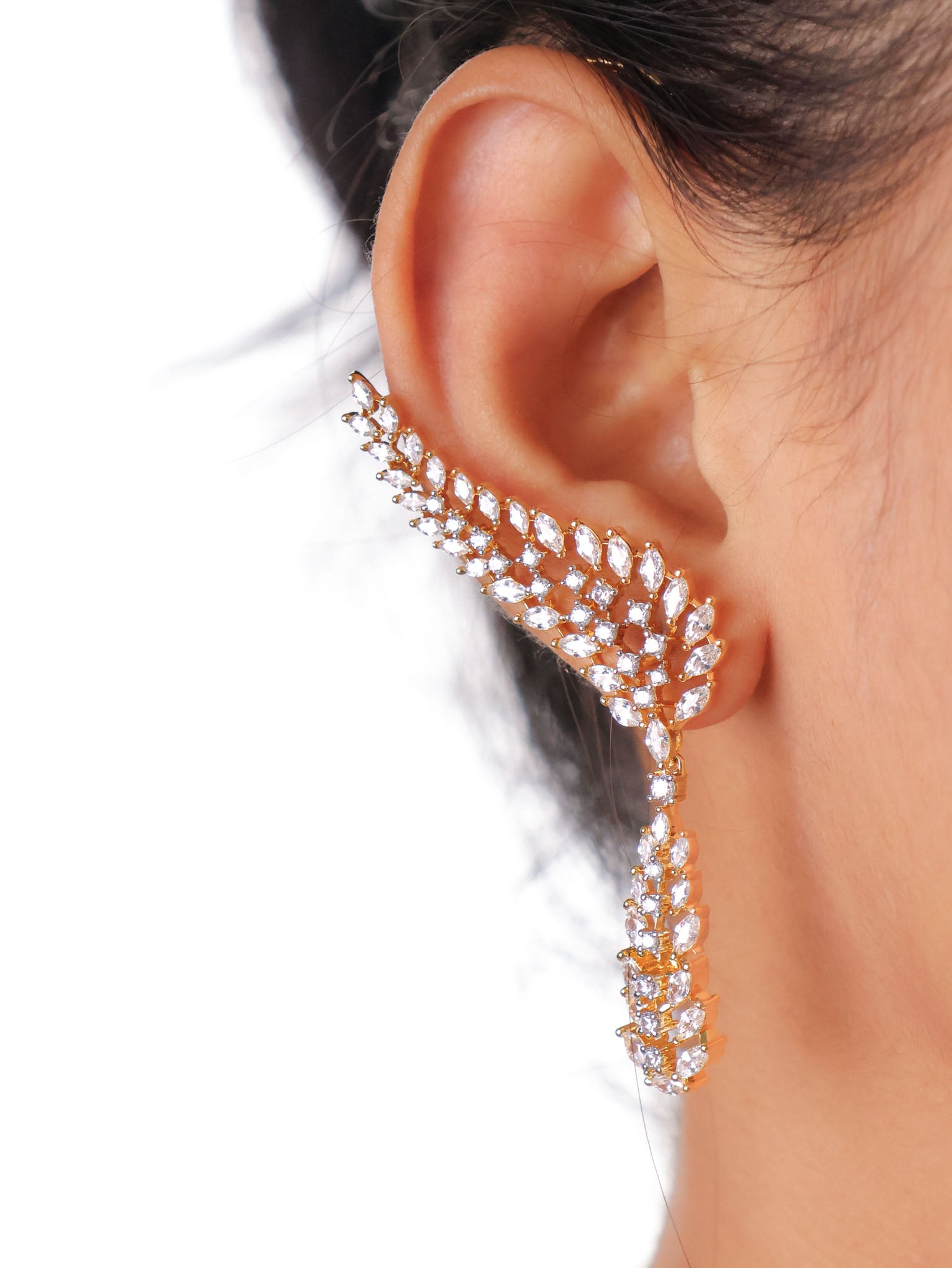 Chinese Winged Ear Winged Marquise Ear Cuffs (Pair)