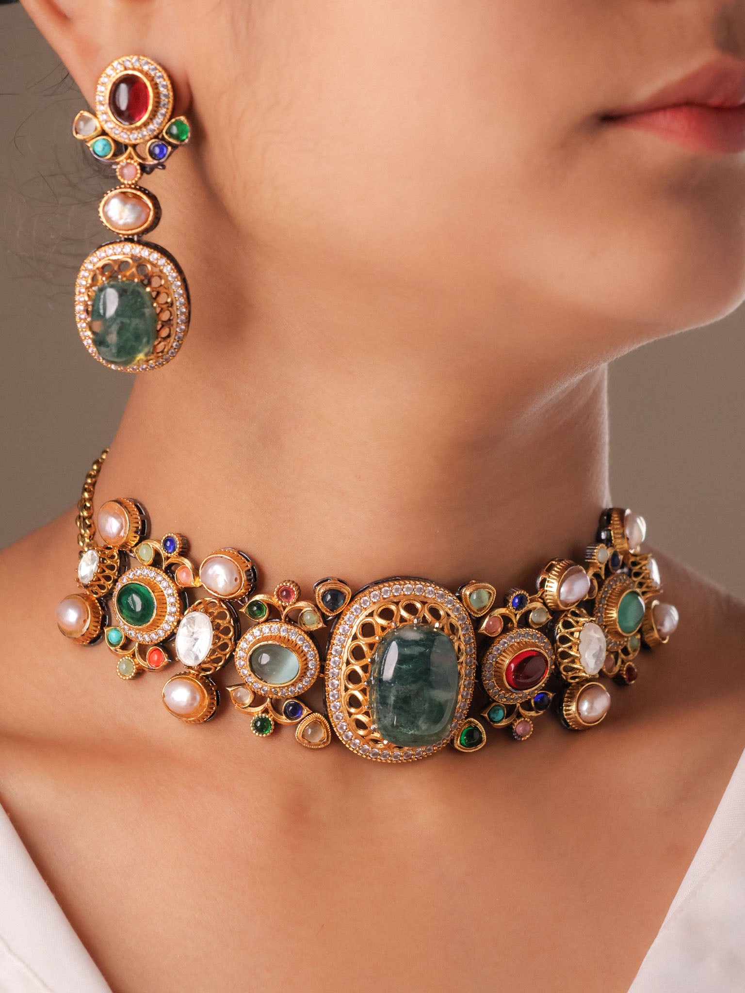 C Riyasat Navratna Riyasat Heritage Choker Set