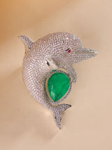 Oceanique Emerald Dolphin Luxe Brooch