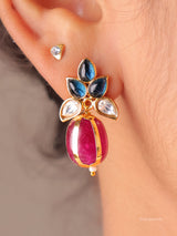 Kundan Floral Crystal Drop Earrings