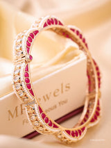 Statement Pearl Polki Bangle -openable