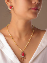 Carved Stone Kundan Pendant Set