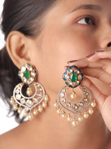 Gulabi Meenakari Kundan Chandbalis