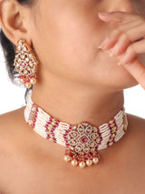 Kiara Statement Pearl Polki Choker Set