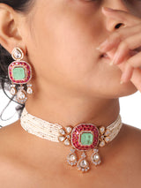 Gulabi Émeraude Jadau Choker Set