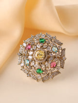 Maharani Navratna Floral Polki Cocktail Ring
