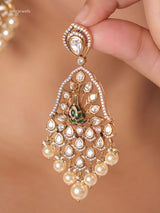 Mayuri Kundan Peacock Pearl Dangler Earrings