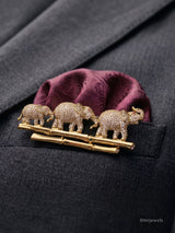 Pavé Elephant Brooch for Men's Suits