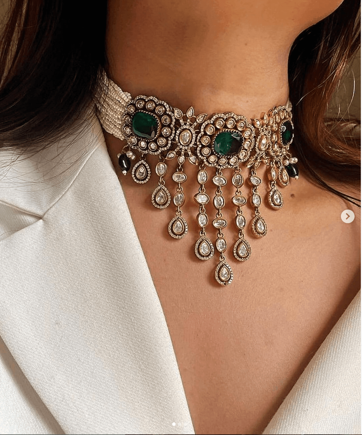 Beautiful Green Kundan Choker Set - MR Jewels