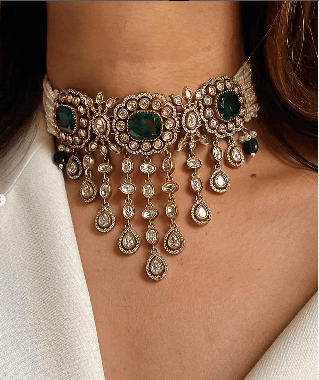 Beautiful Green Kundan Choker Set - MR Jewels