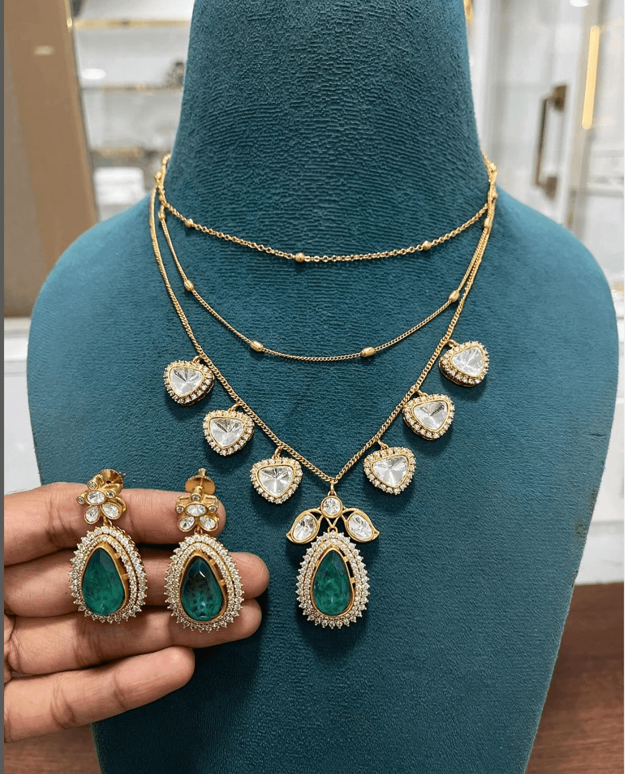 Multi-Layer Kundan Polki Necklace Set - MR Jewels