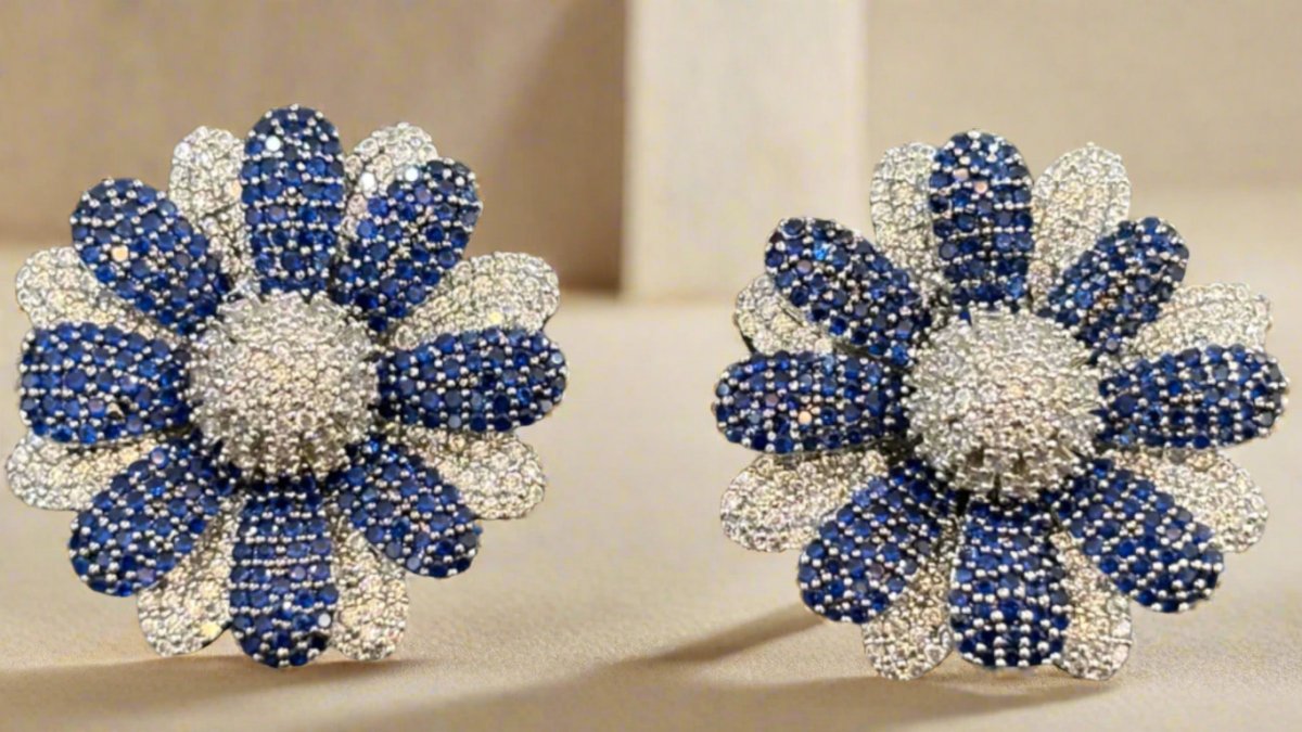 American diamond Flower earrings with AAA+ stone quality - MR Jewels