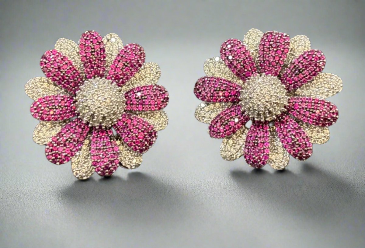 American diamond Flower earrings with AAA+ stone quality - MR Jewels