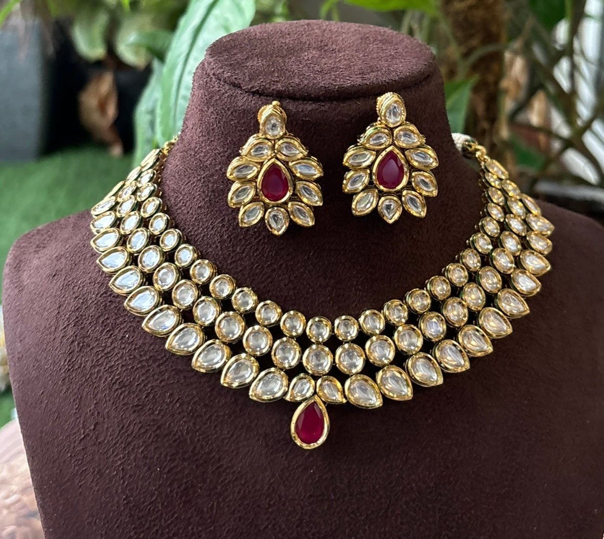 Anaya Kundan Ruby Necklace Set - MR Jewels