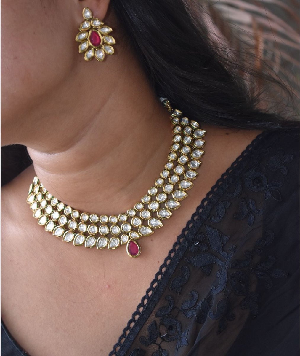 Anaya Kundan Ruby Necklace Set - MR Jewels