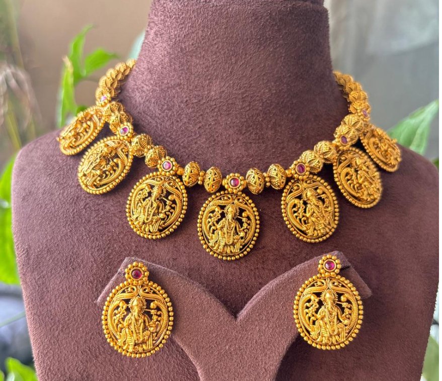 Antique Ganesha Temple Jewellery necklace set - MR Jewels