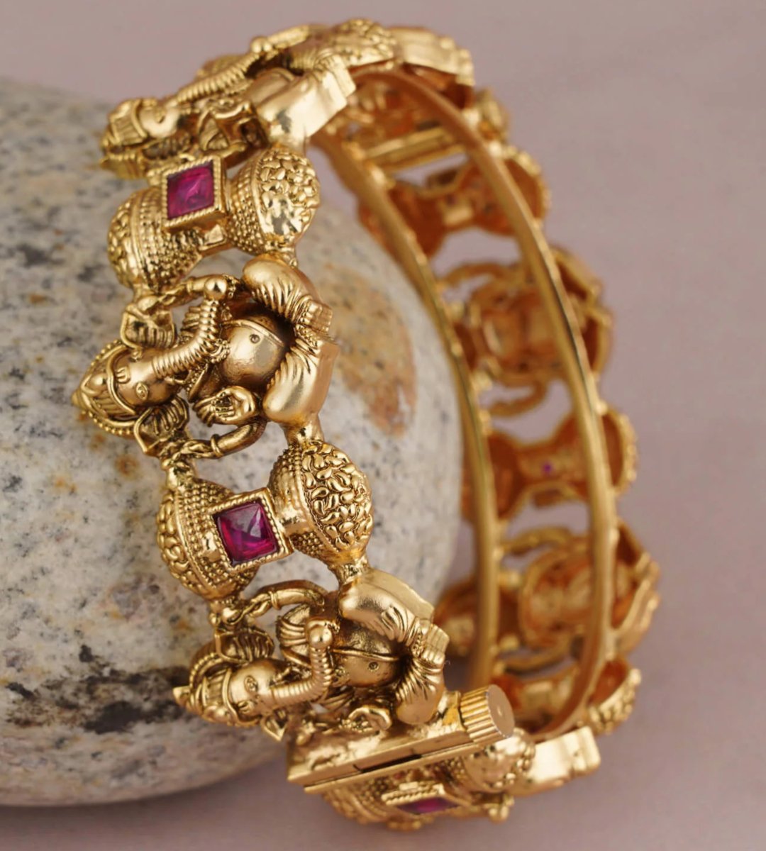 Antique gold finish Ganesh kada bangle - MR Jewels