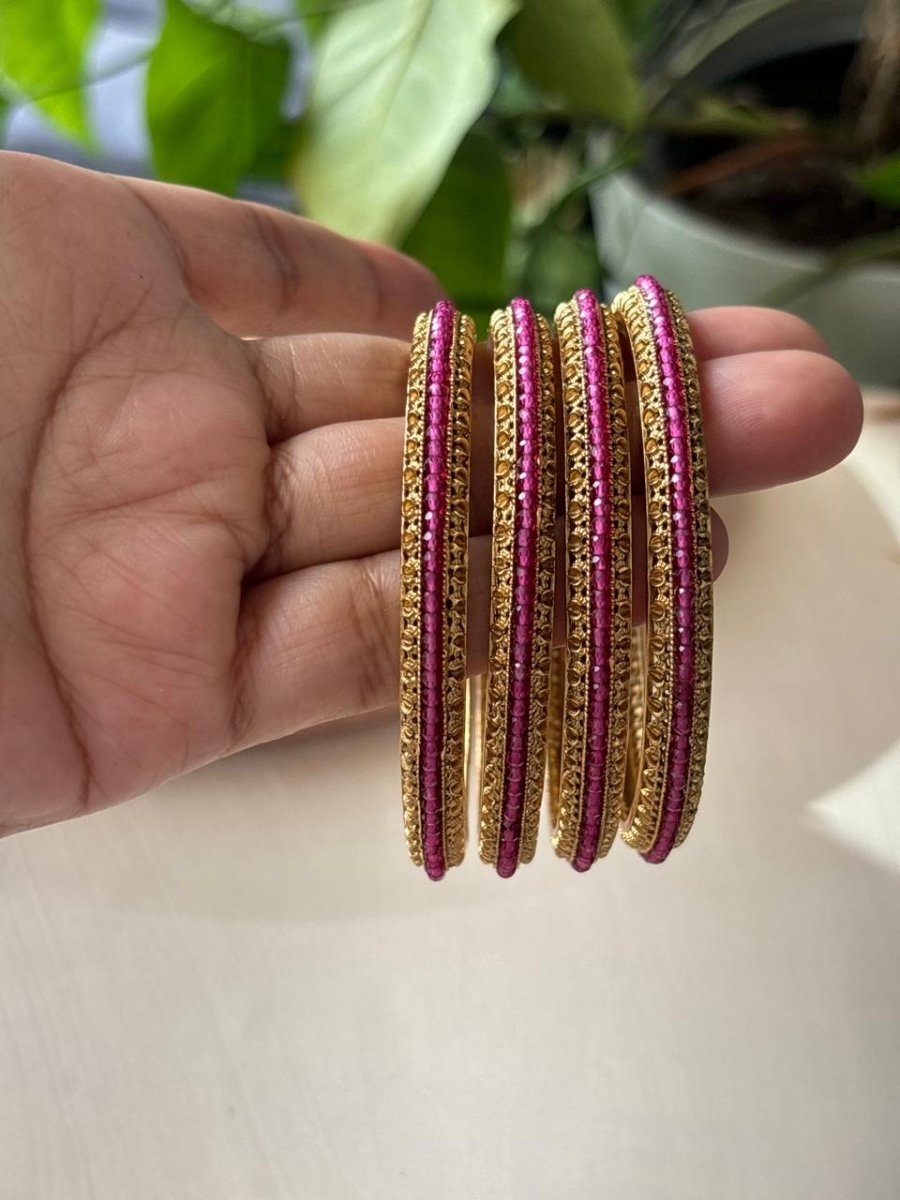 Antique Gold Plated Rajwadi Ruby Bangles - MR Jewels