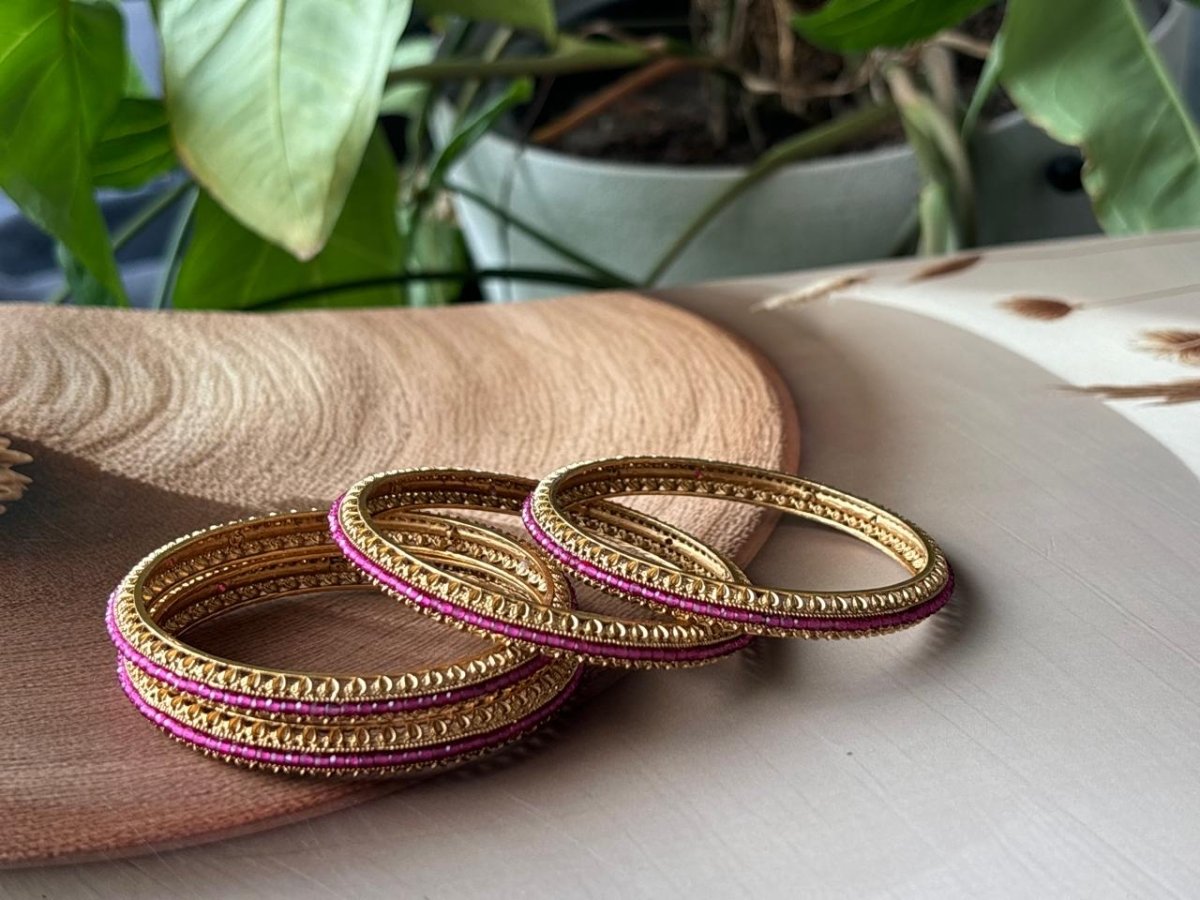 Antique Gold Plated Rajwadi Ruby Bangles - MR Jewels