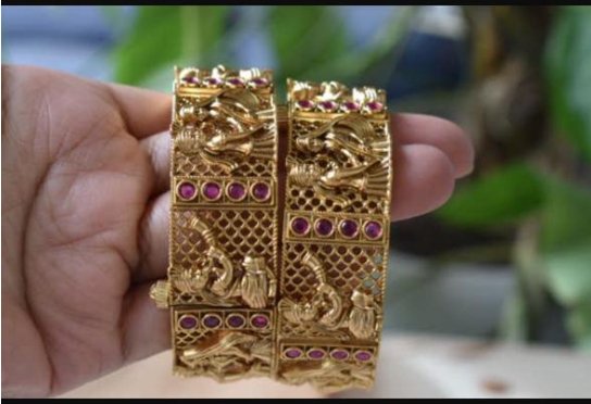 Antique Gold Polish Bangles - shenai and Varmala bangles - set of 2 - MR Jewels