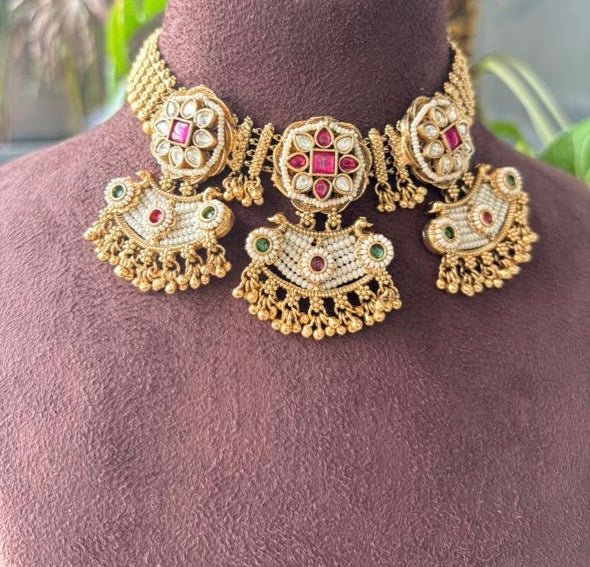 Antique Rajwadi kundan polki set - MR Jewels