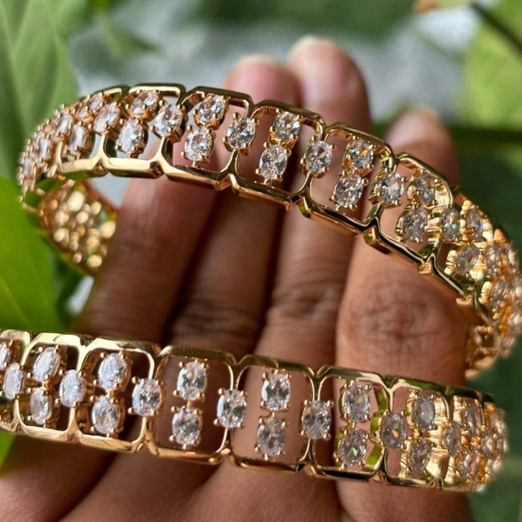 Aurora Radiance Diamond cut micron Gold plated Bangles - Set of 2 - MR Jewels