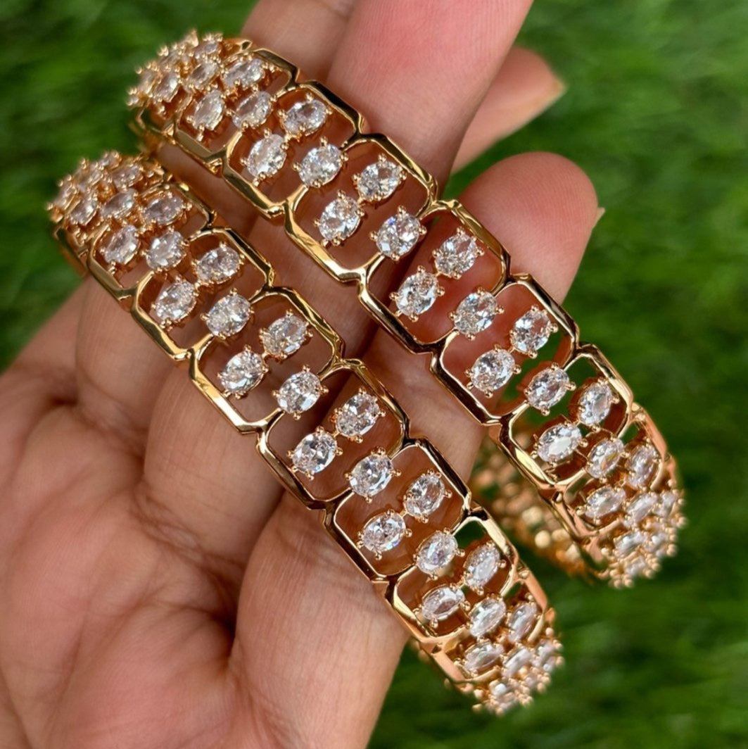 Aurora Radiance Diamond cut micron Gold plated Bangles - Set of 2 - MR Jewels