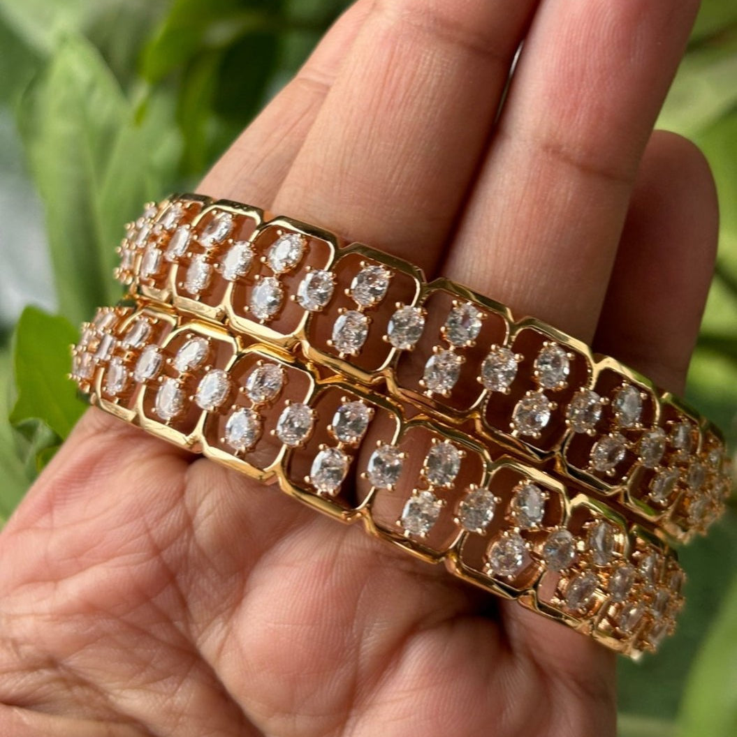Aurora Radiance Diamond cut micron Gold plated Bangles - Set of 2 - MR Jewels