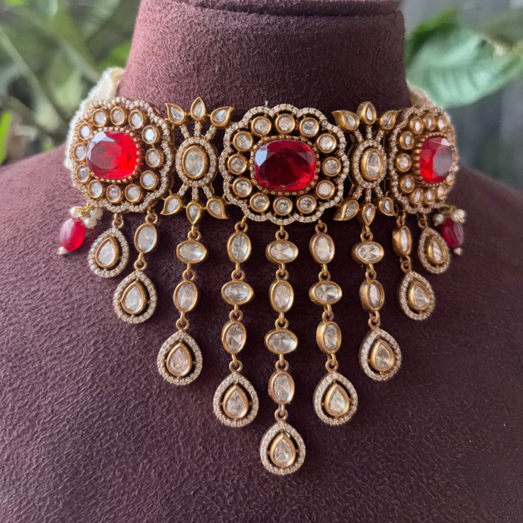 Beautiful Green Kundan Choker Set - MR Jewels