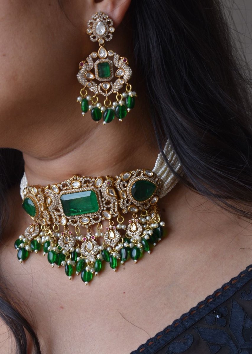 Beautiful kundan peacock choker set - MR Jewels