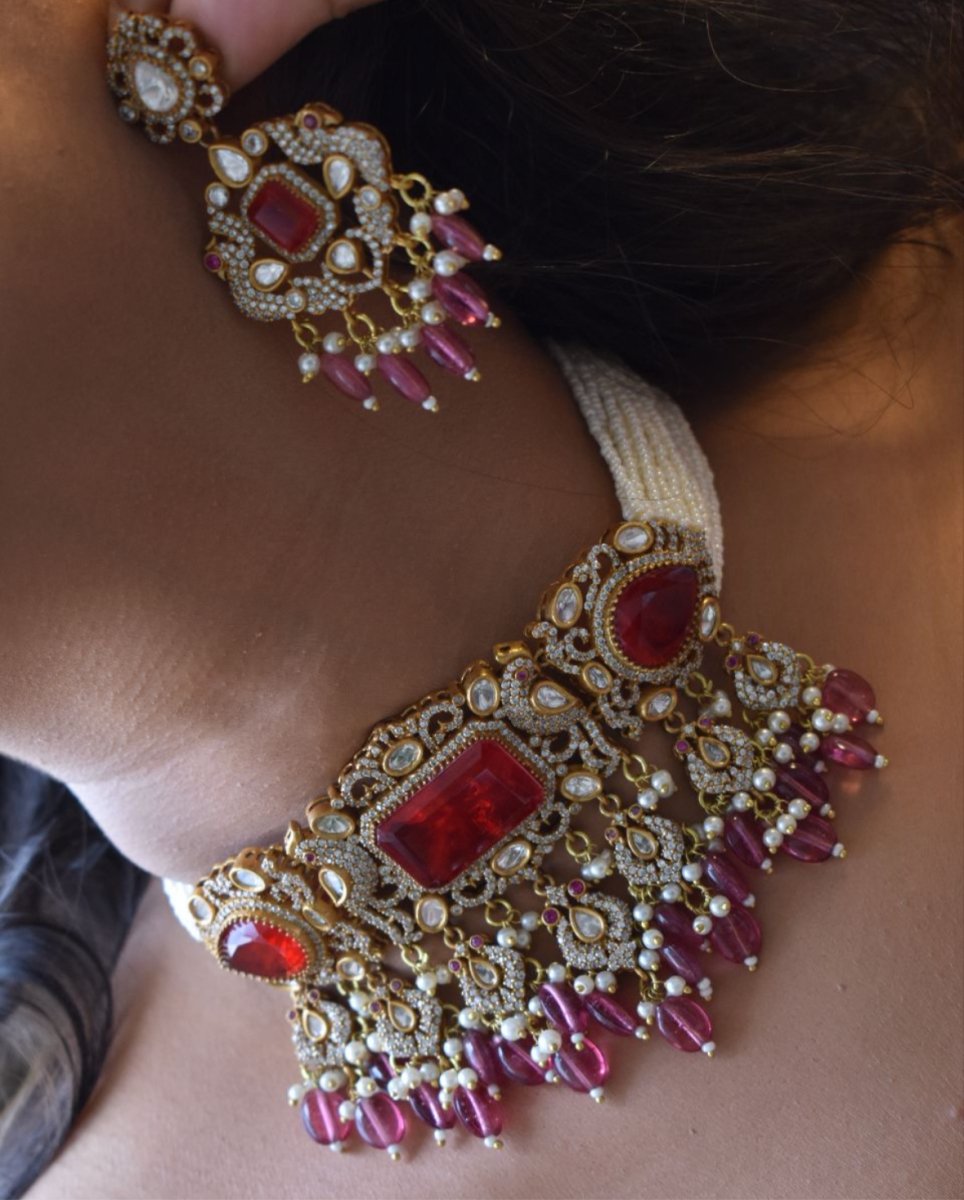 Beautiful kundan peacock choker set - MR Jewels