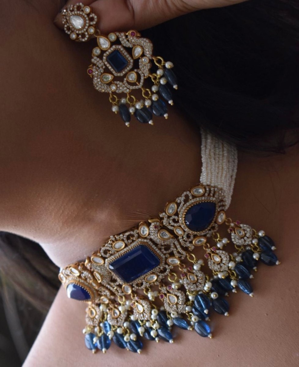 Beautiful kundan peacock choker set - MR Jewels