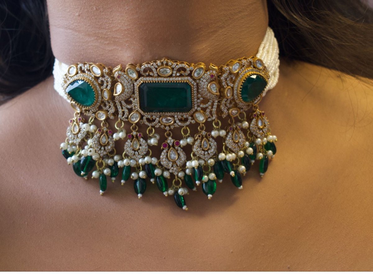 Beautiful kundan peacock choker set - MR Jewels