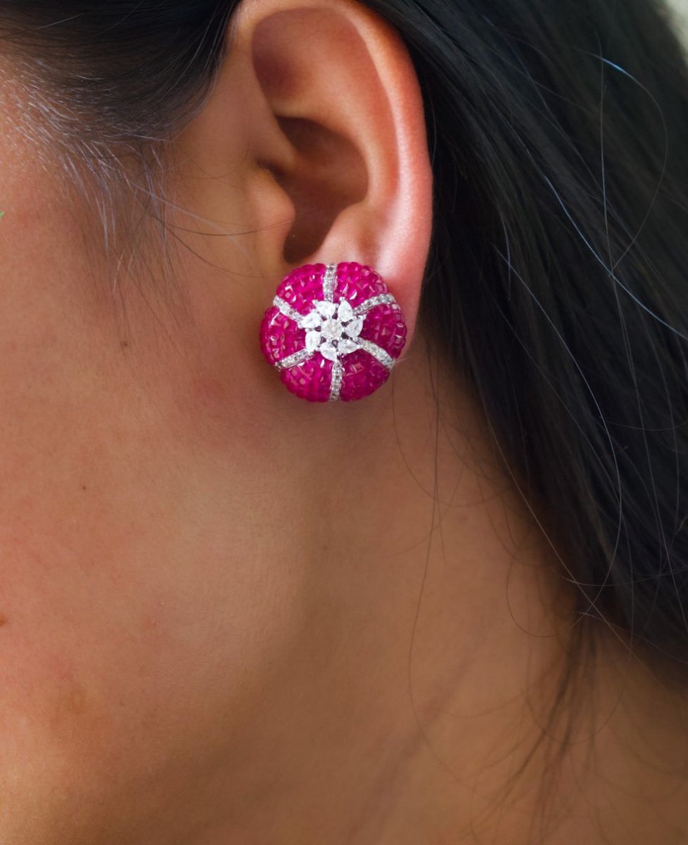 Blossom Ruby flower earrings - MR Jewels