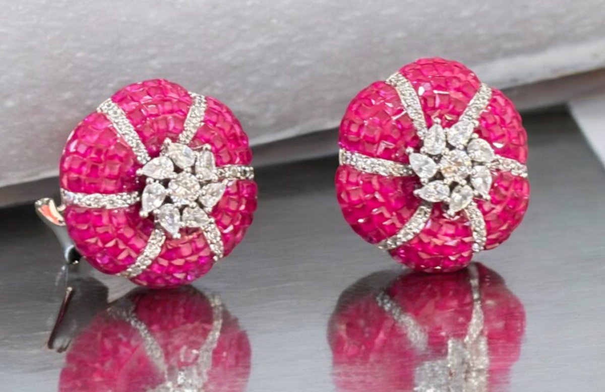 Blossom Ruby flower earrings - MR Jewels