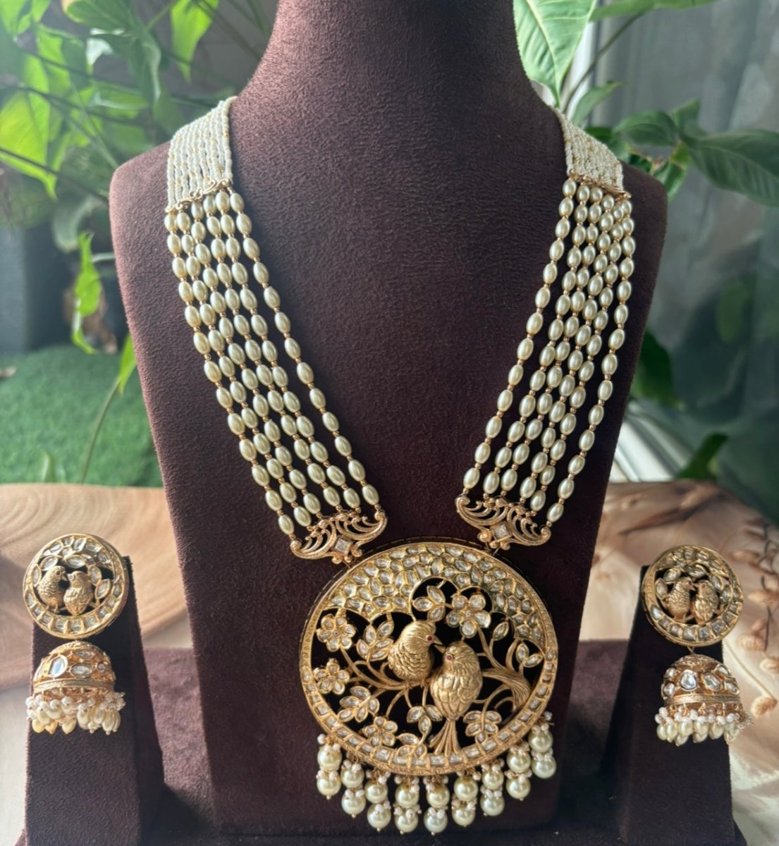 Bold and Beautiful Designer Bird Jewelry Set with Pearl Accents - MR Jewels