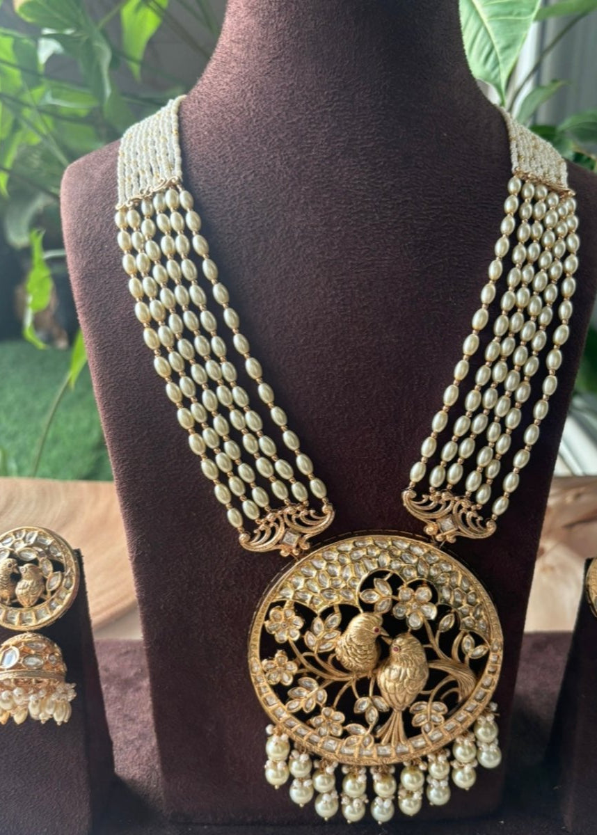 Bold and Beautiful Designer Bird Jewelry Set with Pearl Accents - MR Jewels