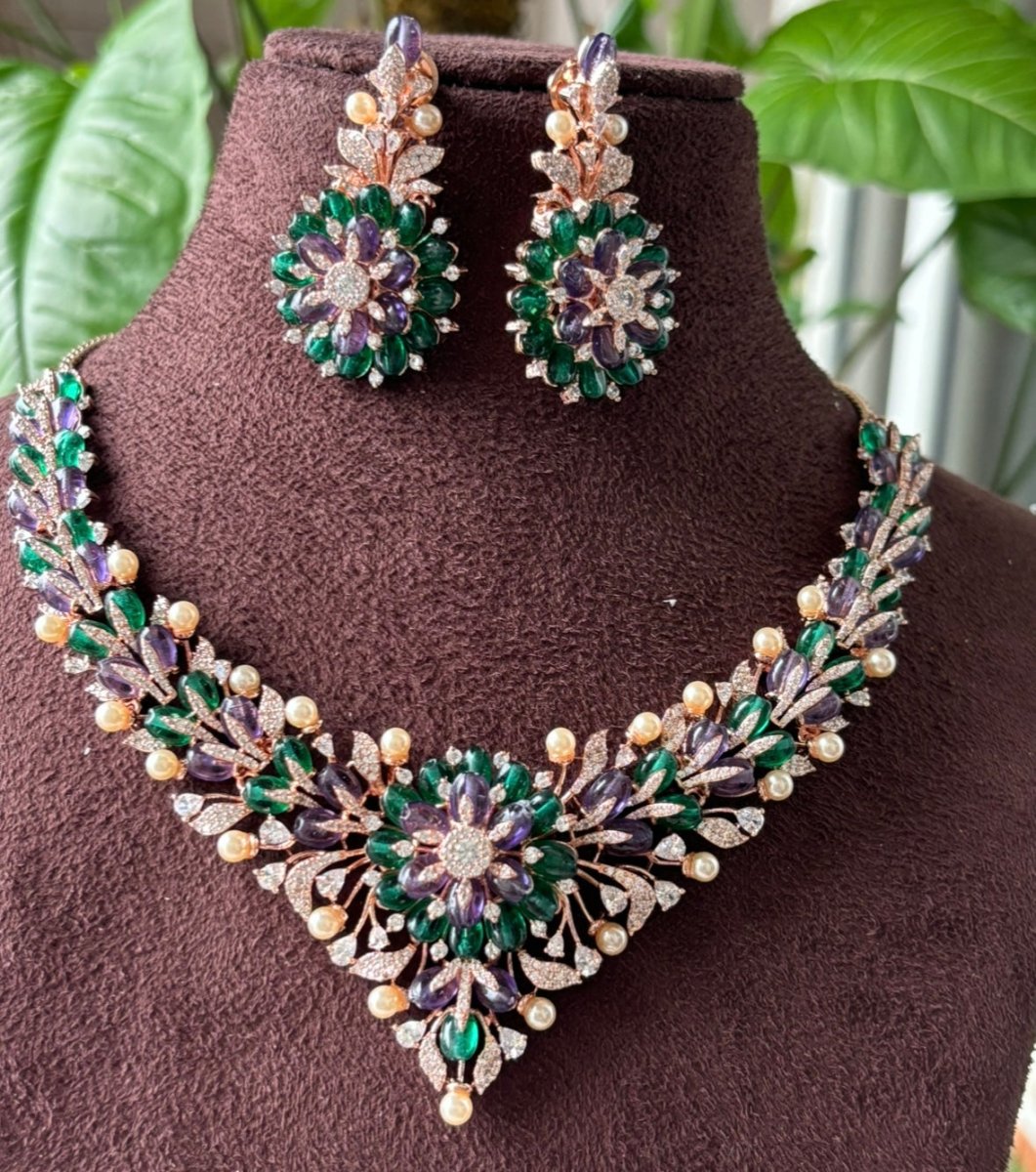 Cinderella beaded pastel diamond set - MR Jewels