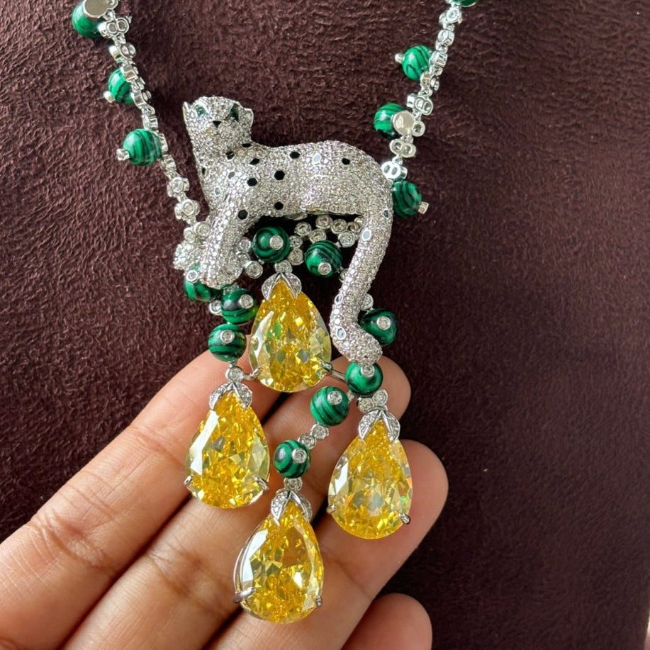 Citrine Panther Elegance Necklace - MR Jewels