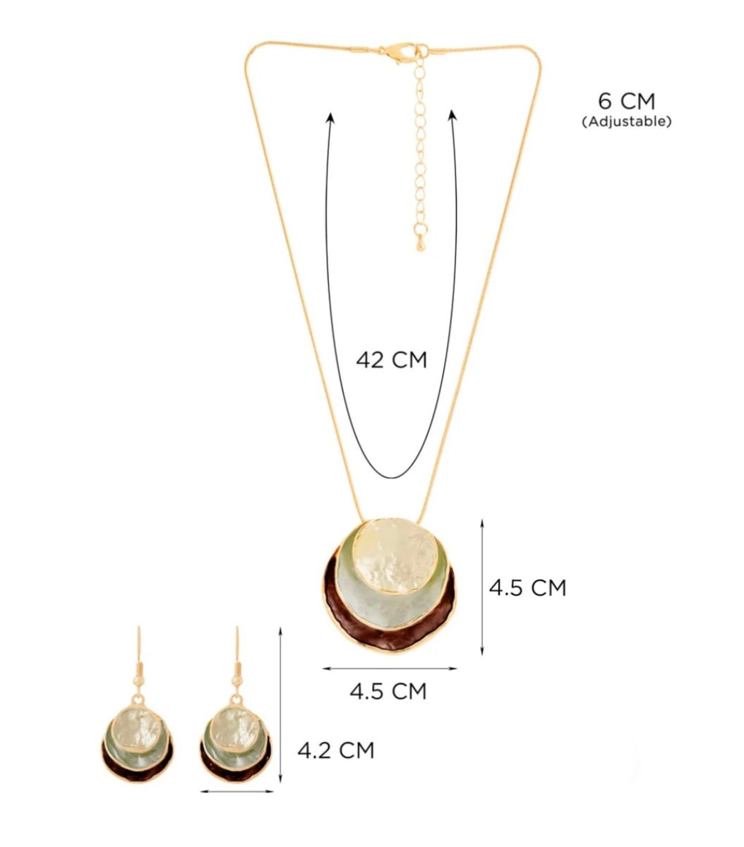 Color Painting Oil Three - layer Ring Hollow Pendant Earrings And Necklace Set for Occasions - MR Jewels