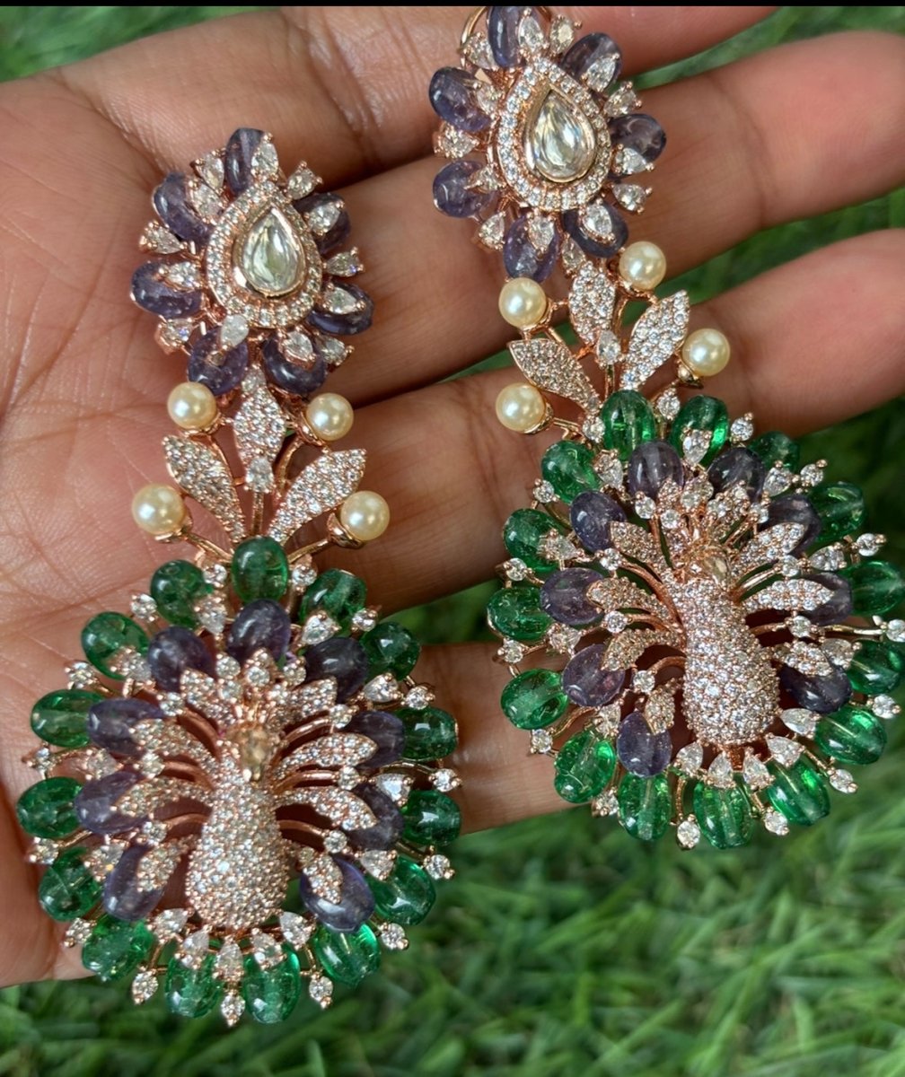 Dancing Peacock Long Earrings - MR Jewels