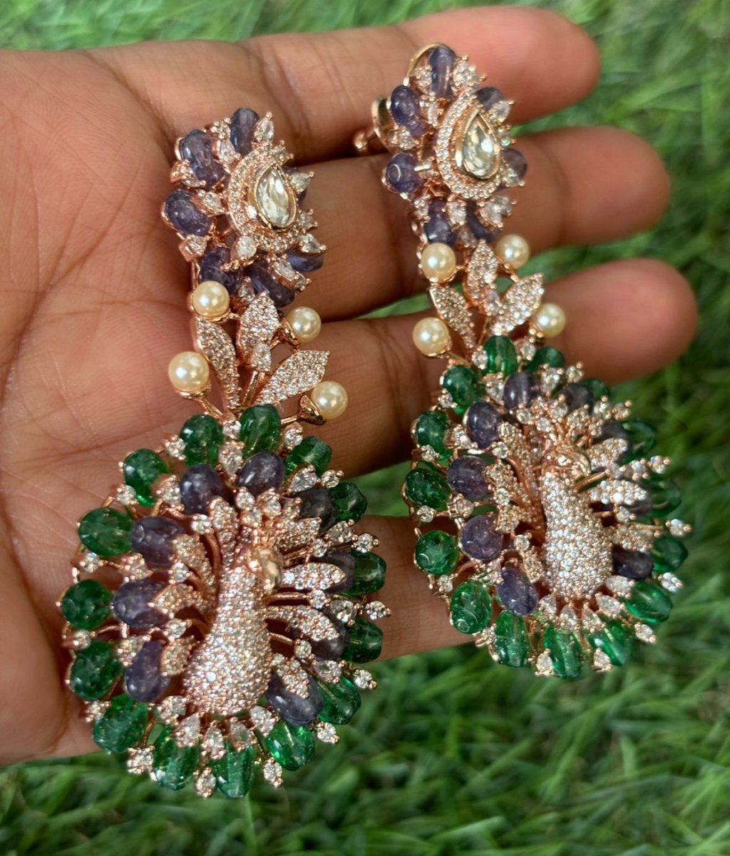 Dancing Peacock Long Earrings - MR Jewels