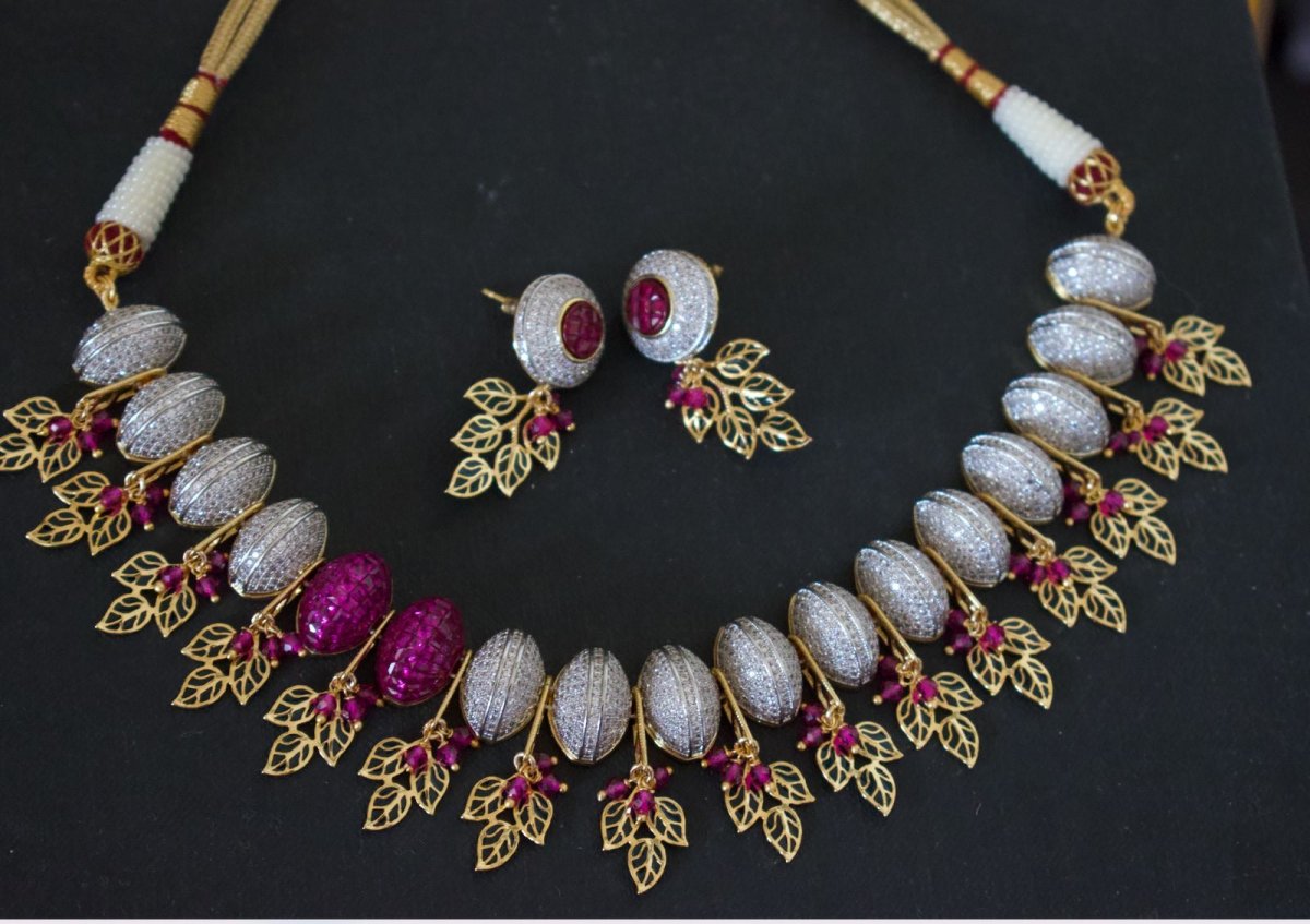 Deepika Diamond and Ruby Necklace Set - MR Jewels