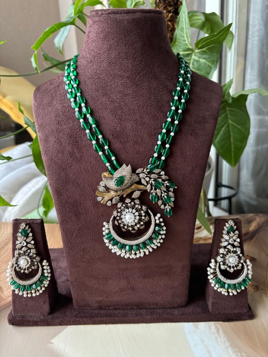 Designer kundan peacock set with lovely earrings - MR Jewels