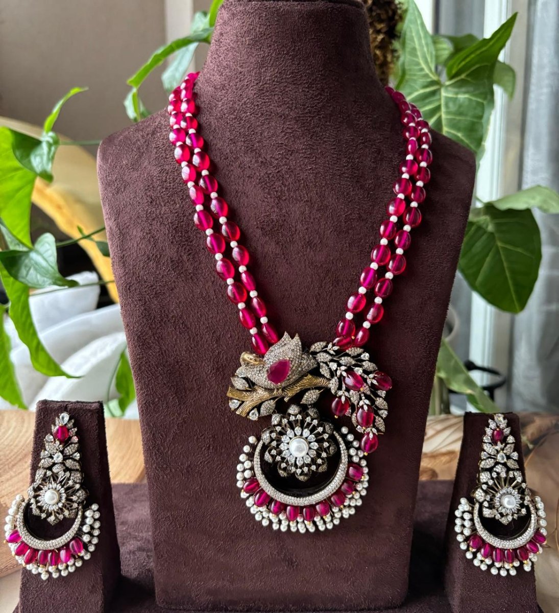 Designer kundan peacock set with lovely earrings - MR Jewels