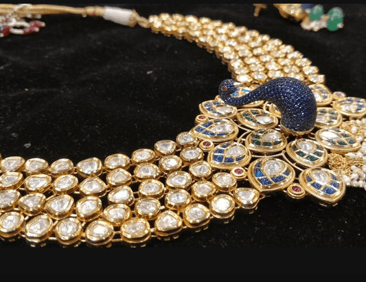 Designer Peacock kundan polki Set - luxe quality - MR Jewels